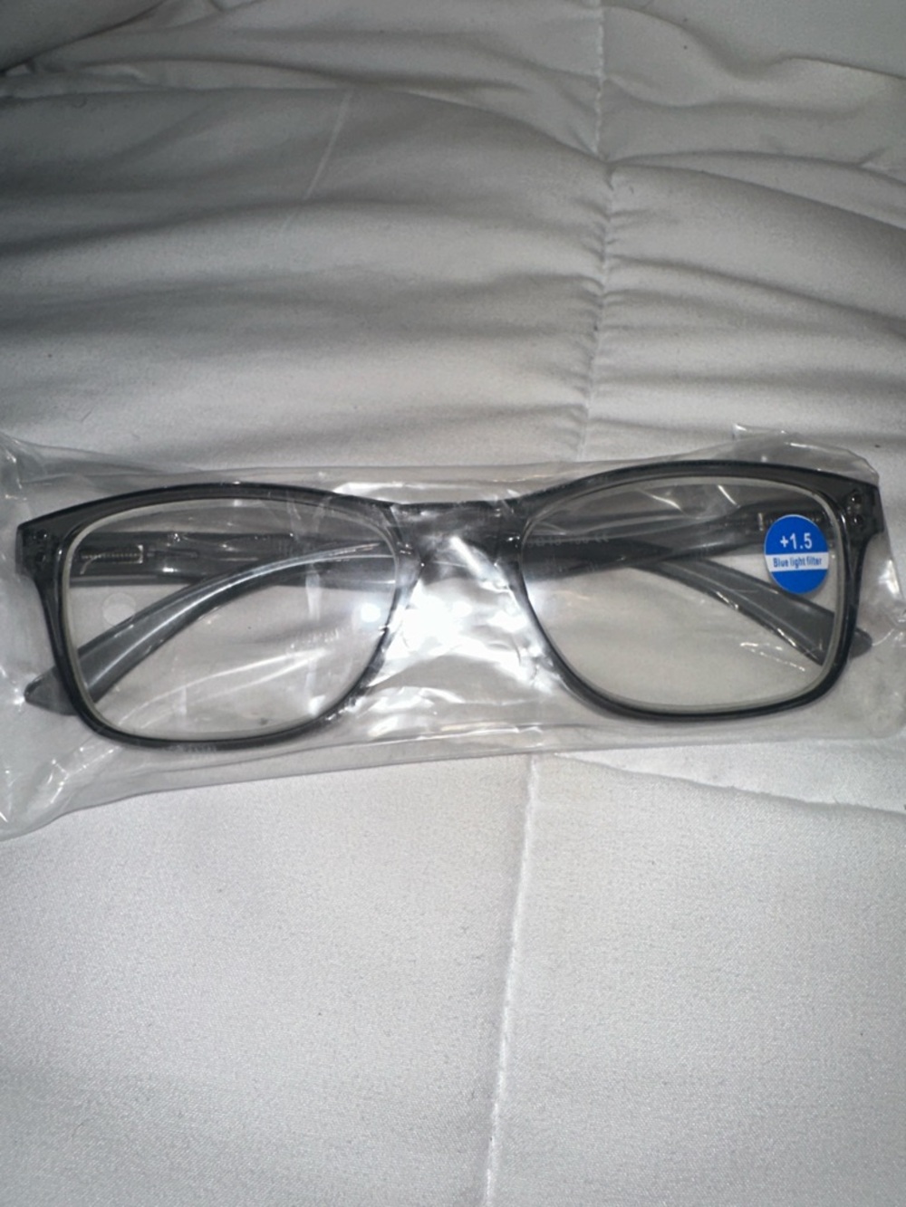 Gray Rectangle Blue Light Reading Glasses +1.5